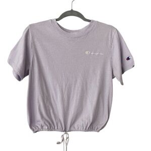 CHAMPION crop waist length Tshirt, elastic with drawstring, size medium, lilac